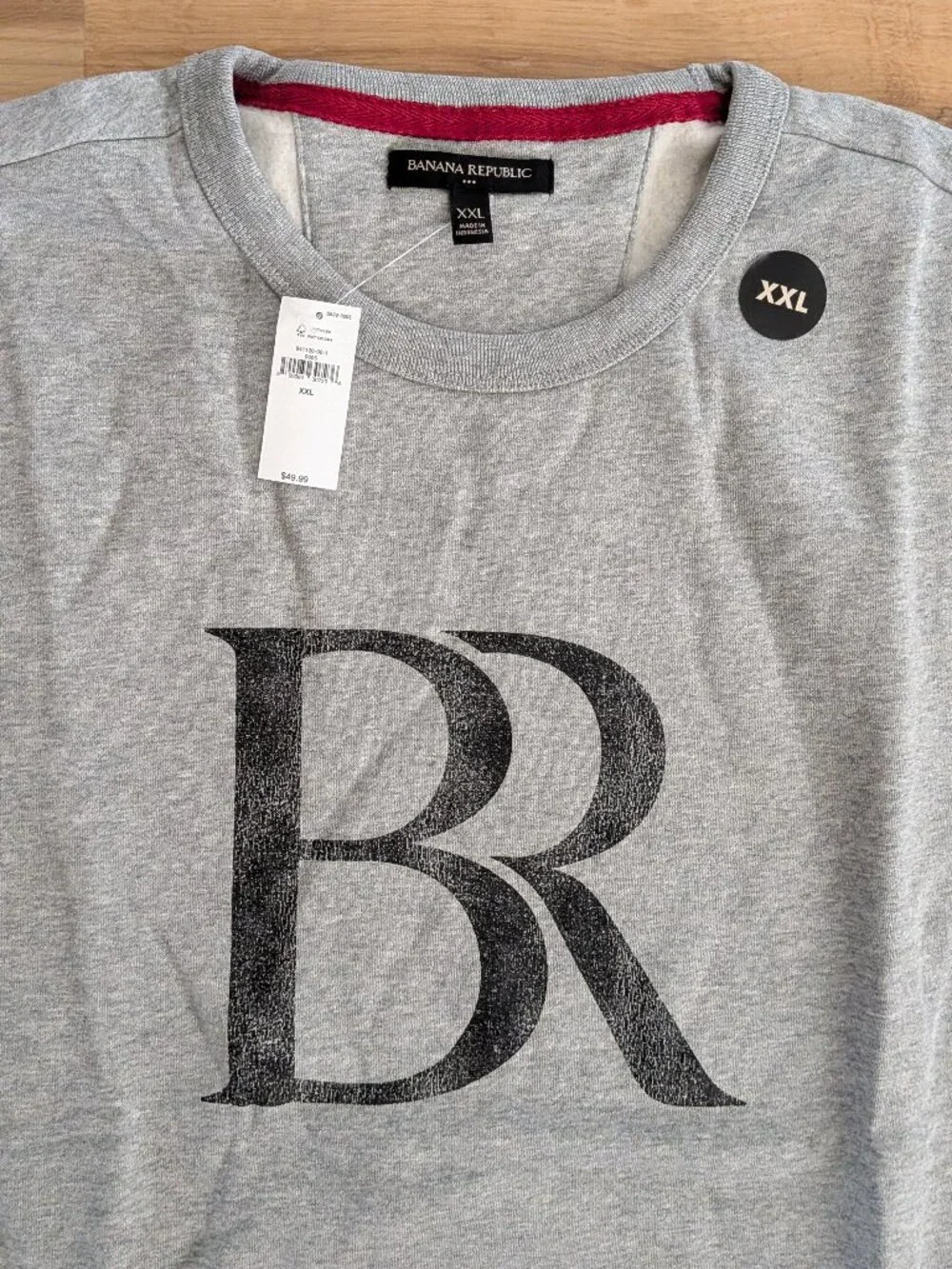 NWT Banana Republic BR Monogram Sweatshirt Light Gray Heather Men’s XXL